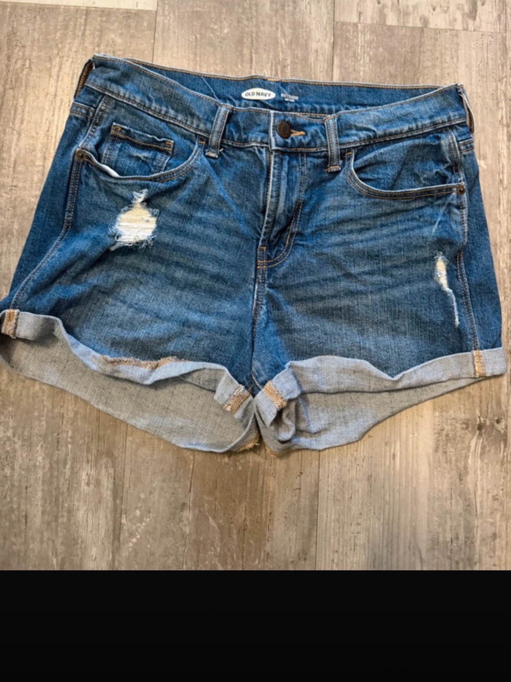 Old Navy Blue Distressed Rolled-Hem Jean Shorts